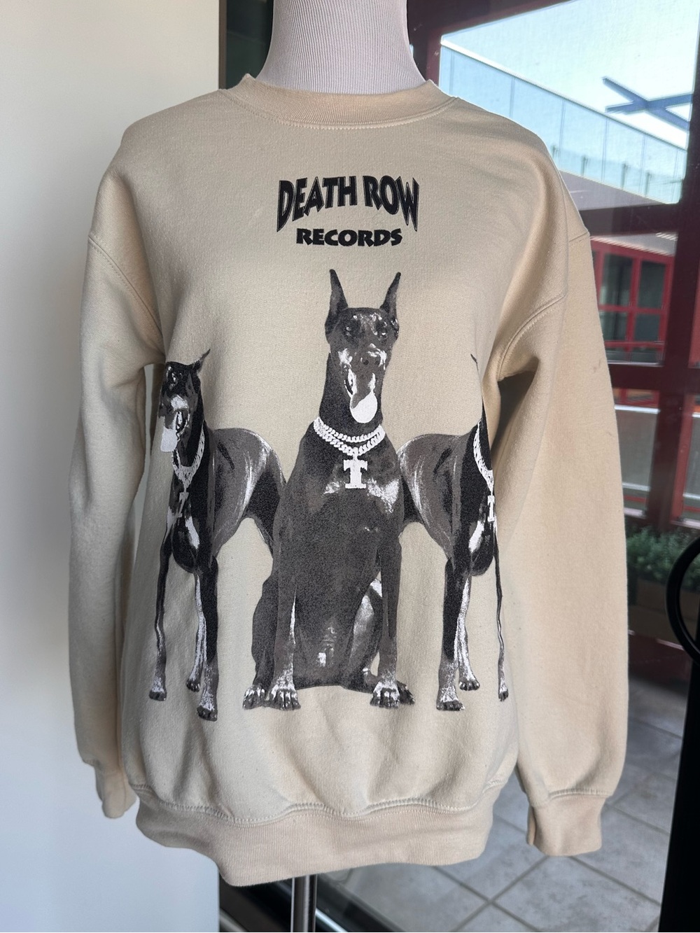 Death Row Records Cream Graphic Crewneck Sweatshirt